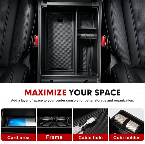 Miniatura 3 de Autorder Organizador de consola central para Hyundai Santa Cruz 2022-2026, accesorios para reposabrazos de automóvil, caja de almacenamiento