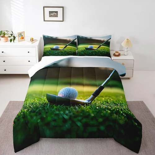 Miniatura 28 de Homewish Lindo juego de edredón de perros, juego de ropa de cama verde para niños, niñas y mujeres, edredón de verano para adultos, juego de edredón