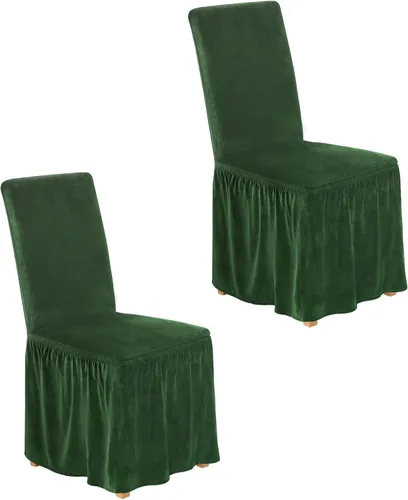 Miniatura 31 de NICEEC Fundas de silla de elastano para sillas de comedor, juego de 6 fundas de sillas de comedor extraíbles con falda, fundas de silla de comedor
