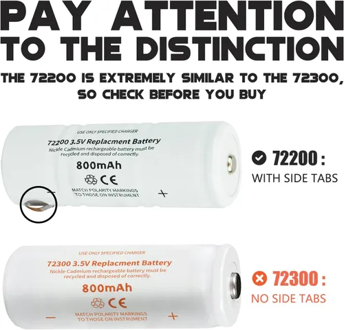 Miniatura 6 de Repuesto para batería Welch Allyn 72200, batería recargable de níquel cadmio de 3.5 V 800 mAh, compatible con manijas de alimentación 60835, 71000