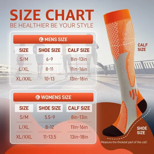 Miniatura 6 de Kickticks 4 pares de calcetines de compresión para mujer y hombre, unisex, 20-30 mmHg hasta la rodilla, tallas grandes, pantorrillas anchas