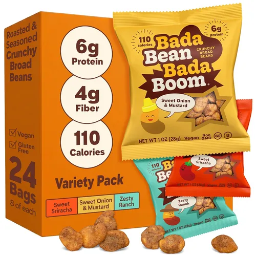Miniatura 9 de Bada Bean Bada Boom - Proteína a base de plantas, libre de gluten, vegana, bocadillos de habas tostadas crujientes, paquetes de 110 calorías