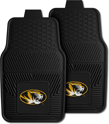 FANMATS 10717 Missouri Tigers - Juego de 2 alfombrillas de vinilo resistentes para automóvil, alfombrillas de primera fila, protección para todo