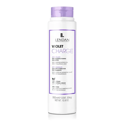 Lendan - Champú Púrpura - Champú Violet Charge - 10.1 fl oz - Con Pigmentos Violetas - Corrector de Color - Neutraliza los Tonos Amarillos -