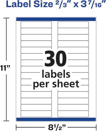 Miniatura 4 de Avery File Folder Labels with Sure Feed, 2/3" x 3-7/16", 750 Printable Labels, Removable, White (8066)