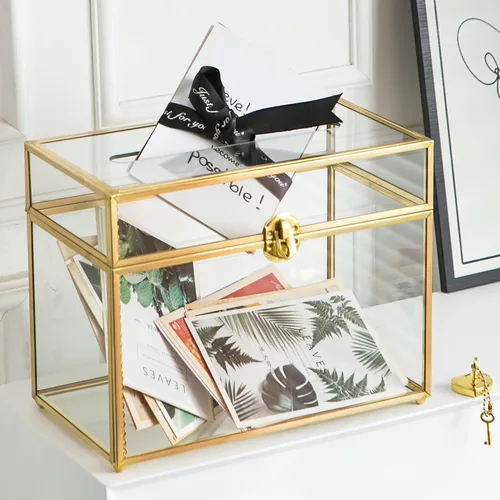 Miniatura 8 de Caja de Tarjetas de Boda de Vidrio Giadun con Ranura, Caja de Tarjetas Grande Transparente de 12.6 Pulgadas, Caja de Almacenamiento de Tarjetas