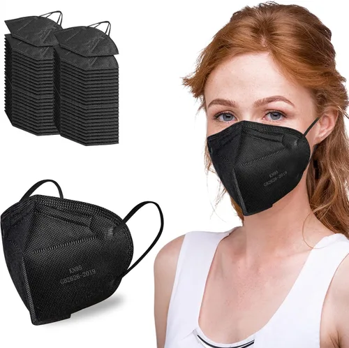 Pruk Paquete de 50 mascarillas, 5 capas, máscara protectora contra el polvo, máscara desechable con clip para la nariz y cinta elástica para las