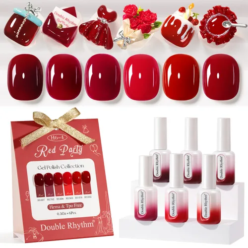 Miniatura 15 de Double Rhythm Juego de 6 esmaltes de gel sin hema, de 0.50 onzas, del mismo color, del mismo color, con el mismo color que se remoja, kit de esmalte