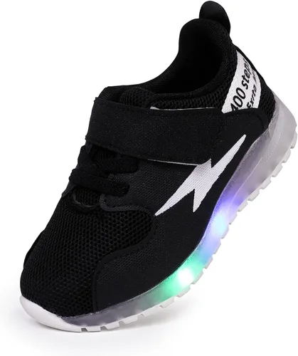 PATPAT Zapatos para niños pequeños con luz LED, zapatos brillantes para niñas, zapatos iluminados para niñas y niños para Navidad y cumpleaños