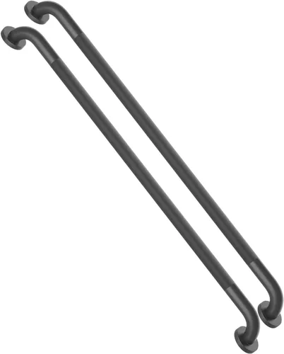 Paquete de 2 barras de regadera de 36 pulgadas con agarre antideslizante de color negro cepillado de 1.25" de diámetro, Munzong, mango de baño con