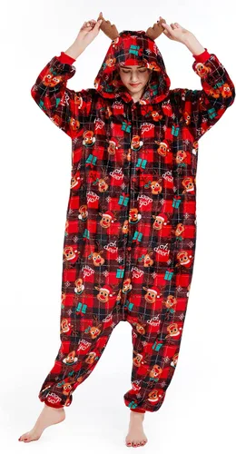 DELEY Adults Unisex Onesie Halloween Costumes Animal Cosplay Pajamas Warm Sleepwear Homewear