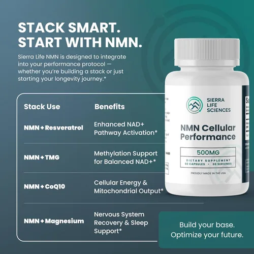 Miniatura 7 de Rendimiento celular NMN – 500 mg de mononucleótido de nicotinamida para apoyo de NAD+, energía celular y recuperación – Suplemento de longevidad