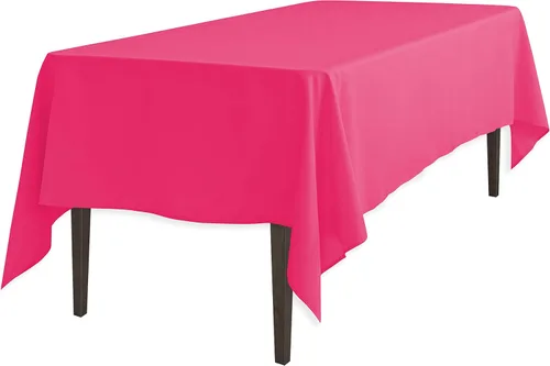 Miniatura 16 de Linenlanding Mantel rectangular de 60 x 102 pulgadas para mesa circular para bodas, mesas de bufé, fiestas, cenas de vacaciones (1, azul bebé)