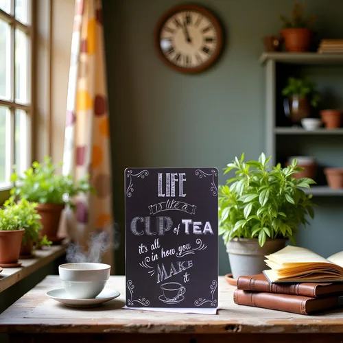 Miniatura 7 de ARTCLUB Placa de metal con texto en inglés "Enjoy Your Life" ("Life is Like a CUP of Tea") con texto en inglés "Enjoy Your Life", placa antigua
