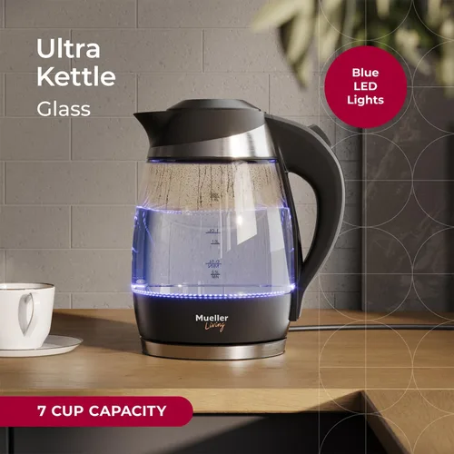 Miniatura 3 de Mueller Living Glass Kettle 1.5L 1500W - Tetera eléctrica con luz LED, apagado automático con tecnología SpeedBoil y protección contra hervir
