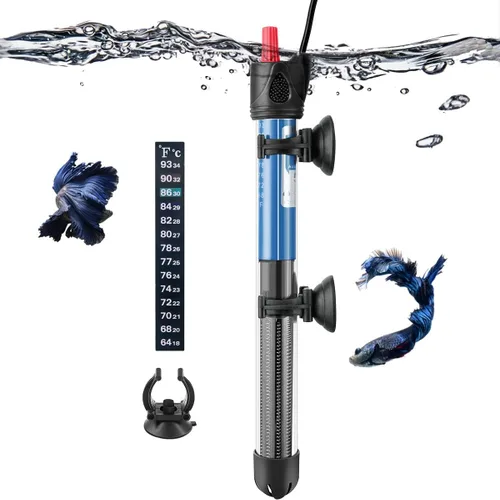 Miniatura 9 de FEDOUR Calentador sumergible de acuario de 50 W, 100 W, 300 W, calentador de agua de vidrio ajustable para tanque de peces y tortugas de 5 a 70