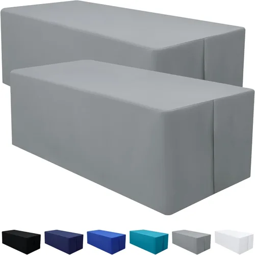 Miniatura 15 de homing Paquete de 2 manteles rectangulares ajustables, mantel de tela lavable de 4 pies, mantel de poliéster impermeable para fiestas, ferias, Negro