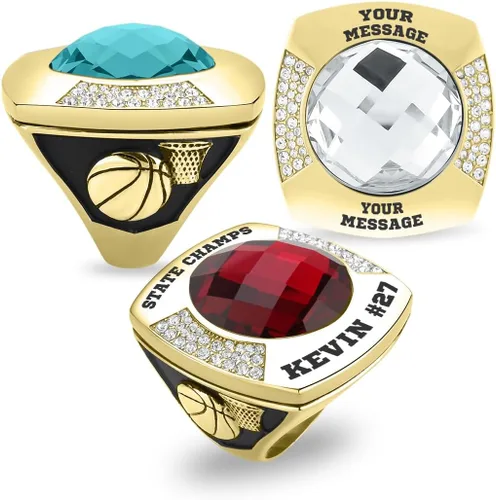 Miniatura 17 de Anillo de campeonato de acero inoxidable con texto y color personalizados - Trofeo, fútbol americano, béisbol, baloncesto, deportes electrónicos