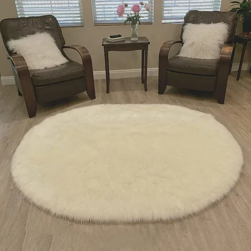 Miniatura 6 de Alfombra de lujo de piel de oveja sintética Alfombra esponjosa para dormitorio, sala de estar, habitación de los niños, alfombra suave