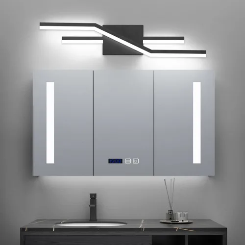 Miniatura 9 de SOLFART Luces de baño con acabado mate en negro, regulables, LED, para tocador, sobre espejo, 24 pulgadas, modernas, luces de pared