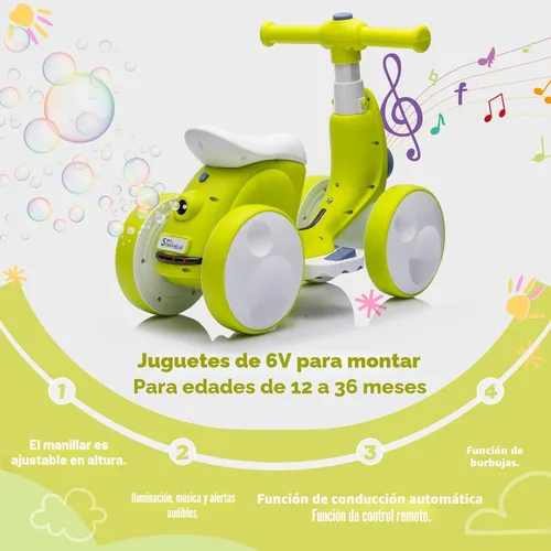 Miniatura 2 de JoyRydz Bicicleta de Equilibrio Eléctrica de 6V para Bebés con Máquina de Burbujas, Bicicleta de Equilibrio para Niños de 4 en 1 con Control Remoto