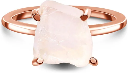 Moon Magic - Anillo de amatista auténtica amatista pequeña plata de ley 925 real anillos de amatista de oro rosa crudo de 18 quilates para mujer