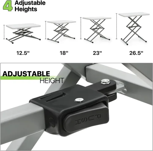 Miniatura 4 de Magshion Mesa plegable para TV con doble cruz, mesa auxiliar portátil de altura ajustable para comidas, portátiles, aperitivos, café