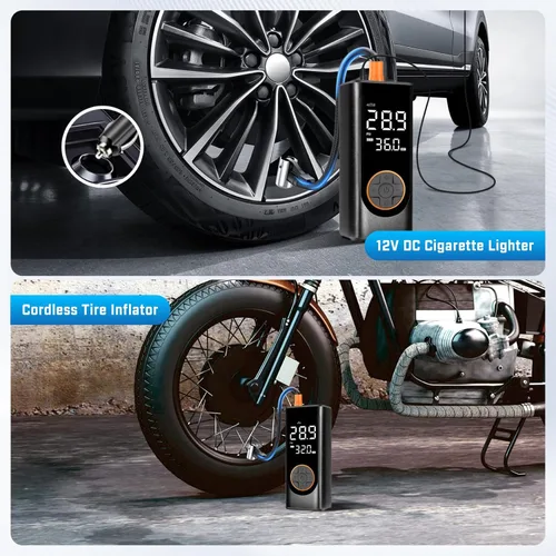 Miniatura 3 de Inflador de neumáticos, compresor de aire portátil, bomba de aire inalámbrica de 150 PSI para neumáticos de automóvil, bomba de neumáticos de 12 V