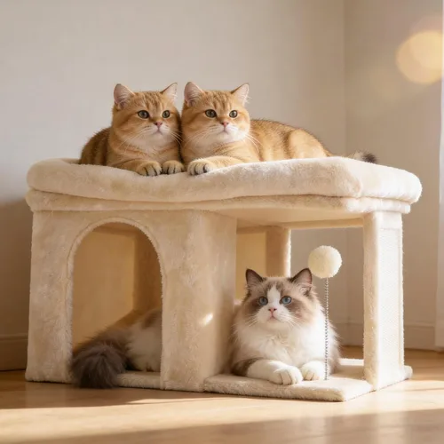 Miniatura 2 de Heybly Árbol para gatos, torre para gatos de 14 pulgadas con cama de percha grande y condominio para gatos de interior para adultos grandes, casa