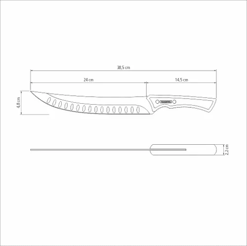 Miniatura 5 de Tramontina Churrasco - Cuchillo de acero inoxidable de hoja negra de 9.843 in, el mejor diseño para uso en exteriores, cuchillo Gyu, hoja de acero