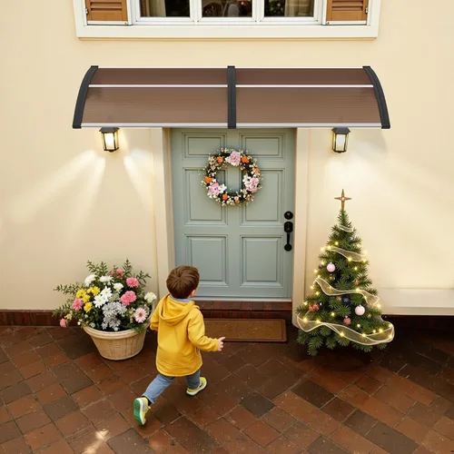 Miniatura 2 de MCombo Toldo para ventana de 115.9 pulgadas para exteriores, lámina hueca de policarbonato, toldo para puerta y patio