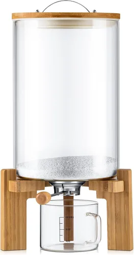 Tioncy Contenedor de vidrio de harina y cereales de 8 litros, dispensador de harina de arroz, contenedor de almacenamiento de cereales con tapa