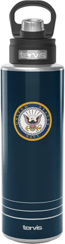 Miniatura 11 de Tervis Vaso aislado de doble pared con logotipo azul marino fabricado en Estados Unidos mantiene las bebidas frías y calientes, 10 onzas, ondulado