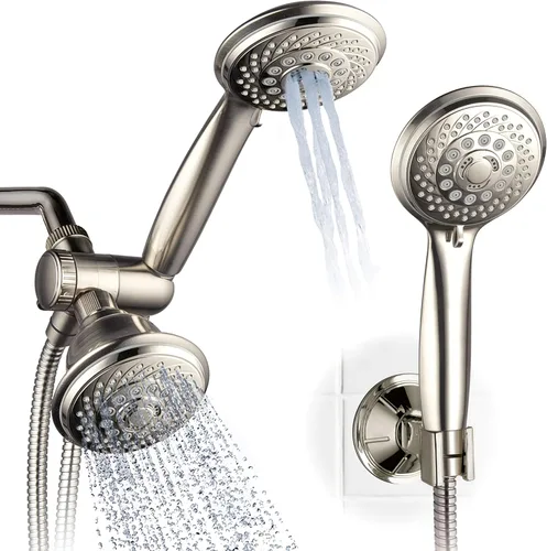 Hotel Spa AquaSpa - Cabezal de ducha de alta presión 6 en 1/cabezal de ducha de mano con dos soportes de pared superiores y de bajo alcance,