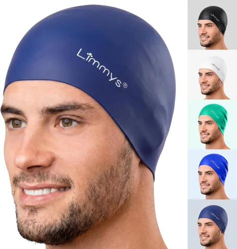 Miniatura 14 de Limmys Gorro de natación unisex para hombre y mujer, gorro de natación 100% silicona para mujer, de calidad premium, elástico y cómodo, disponible