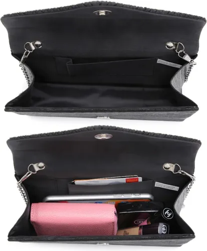 Miniatura 7 de Dasein Bolso de mano con satén satinado para mujer, tipo embrague, para noche, bandolera, bolsos, fiesta, graduación, boda, sobre