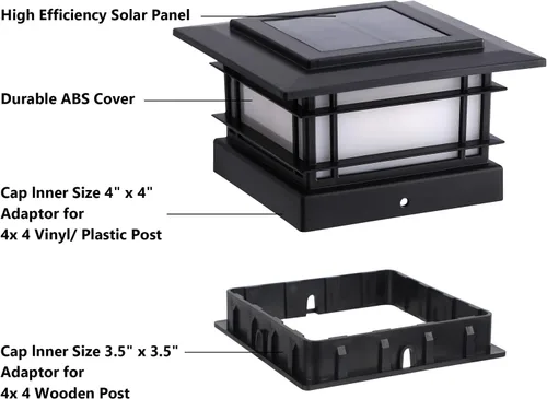 Miniatura 8 de Dynaming Luces solares de 4 x 4 para exteriores con 2 modos de color, luces solares para poste de valla, carcasa negra para postes de vinilo/madera