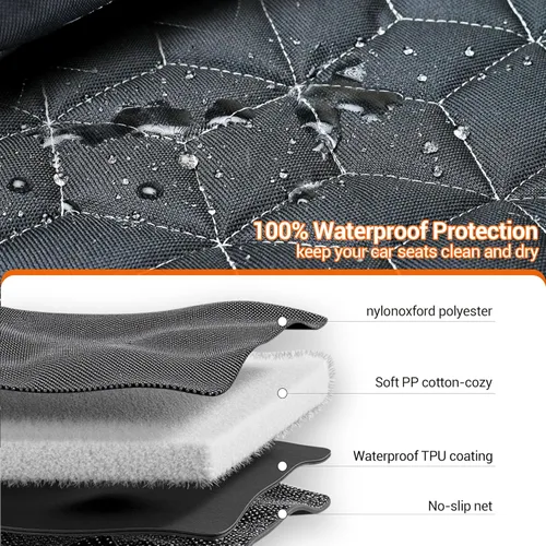 Miniatura 6 de Meginc Funda de asiento de automóvil para perro, impermeable, antideslizante, protector de banco para perros, duradera 600D a prueba de arañazos
