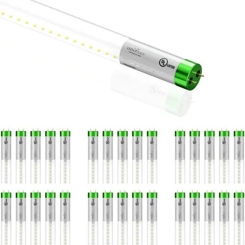 Miniatura 10 de LEDMyplace18W - Tubo de luz LED híbrida de 4 pies, 6500 K, luz blanca diurna, 2400 lúmenes, lente transparente, extremo único o doble T8, reemplazo