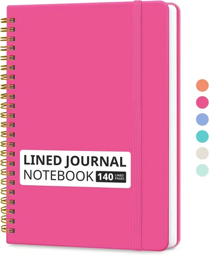 Miniatura 14 de Cuaderno rayado en espiral para mujeres y hombres, 140 páginas, cuaderno de tapa dura con rayas universitarias para trabajo y toma de notas, diarios