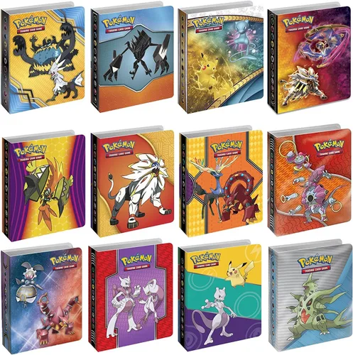 Paquete de 4 carpetas de mini álbumes de Pokémon para tarjetas, fundas incluidas, protege tu mazo con estilo, gráficos geniales con tus personajes