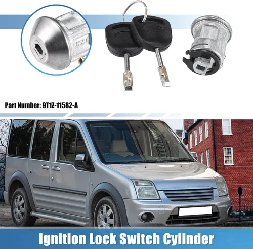 Miniatura 2 de uxcell No.9T1Z-11582-A Interruptor de encendido Cilindro de bloqueo con 2 llaves para Ford Transit Connect 2.0L L4 Gas 2010-2013 NO Transpondedor