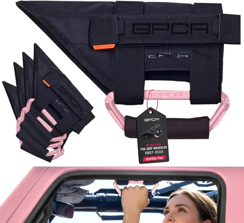 Miniatura 10 de GPCA Asas de agarre metálicas para Jeep Wrangler 4xe, JL, JT, JK, Sport, Sahara, Rubicon y Gladiator 4DR/2DR 2007-2023 GP Grip PRO, plegables