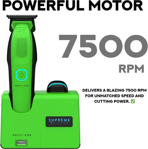 Miniatura 7 de Supreme Trimmer Recharge ST777 - Recortadora de peluquero profesional con 2 baterías extraíbles, motor de 8000 RPM, cuchillas DLC de espacio cero