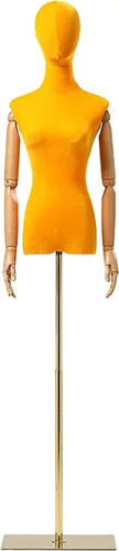 Miniatura 11 de Torso de maniquí de forma de vestido femenino, altura del cuerpo del maniquí de terciopelo ajustable, con brazo de madera maciza y base de metal