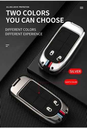 Miniatura 7 de ontto Funda de metal para llavero de automóvil, protección completa para Jeep Grand Renegade Cherokee Smart Remote Car Key Holder para Dodge