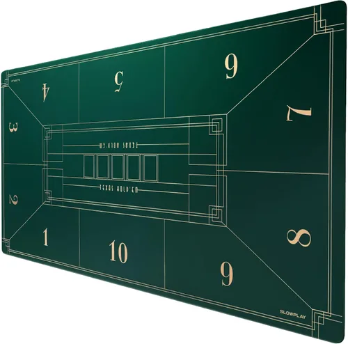 SLOWPLAY Tapete de Póquer Texas Hold'em de 94 x 47 Pulgadas | Superficie de Mesa de Póquer Portátil con Diseño Art Deco, Bordes con Dobladillo,