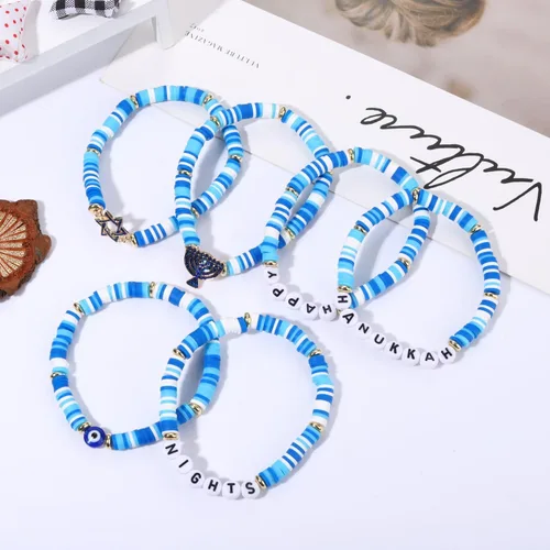 Miniatura 168 de Surfer Heishi - Pulseras apilables para mujer, apilables, de vinilo arcoíris, disco de arcilla, pulseras elásticas para la amistad, joyería bohemia