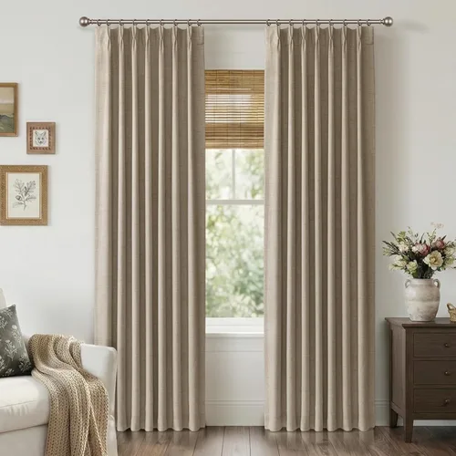 Miniatura 22 de 100% Blackout Shield Cortinas opacas con textura y aspecto de lino de 72 pulgadas de largo, juego de 2 paneles de cortinas opacas de lino sintético
