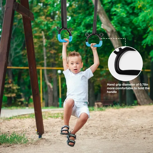 Miniatura 7 de EXQ Home Anillos de gimnasia para niños, anillos de dominadas para ejercicio de niños, anillo para gimnasia en interiores, anillos de gimnasia